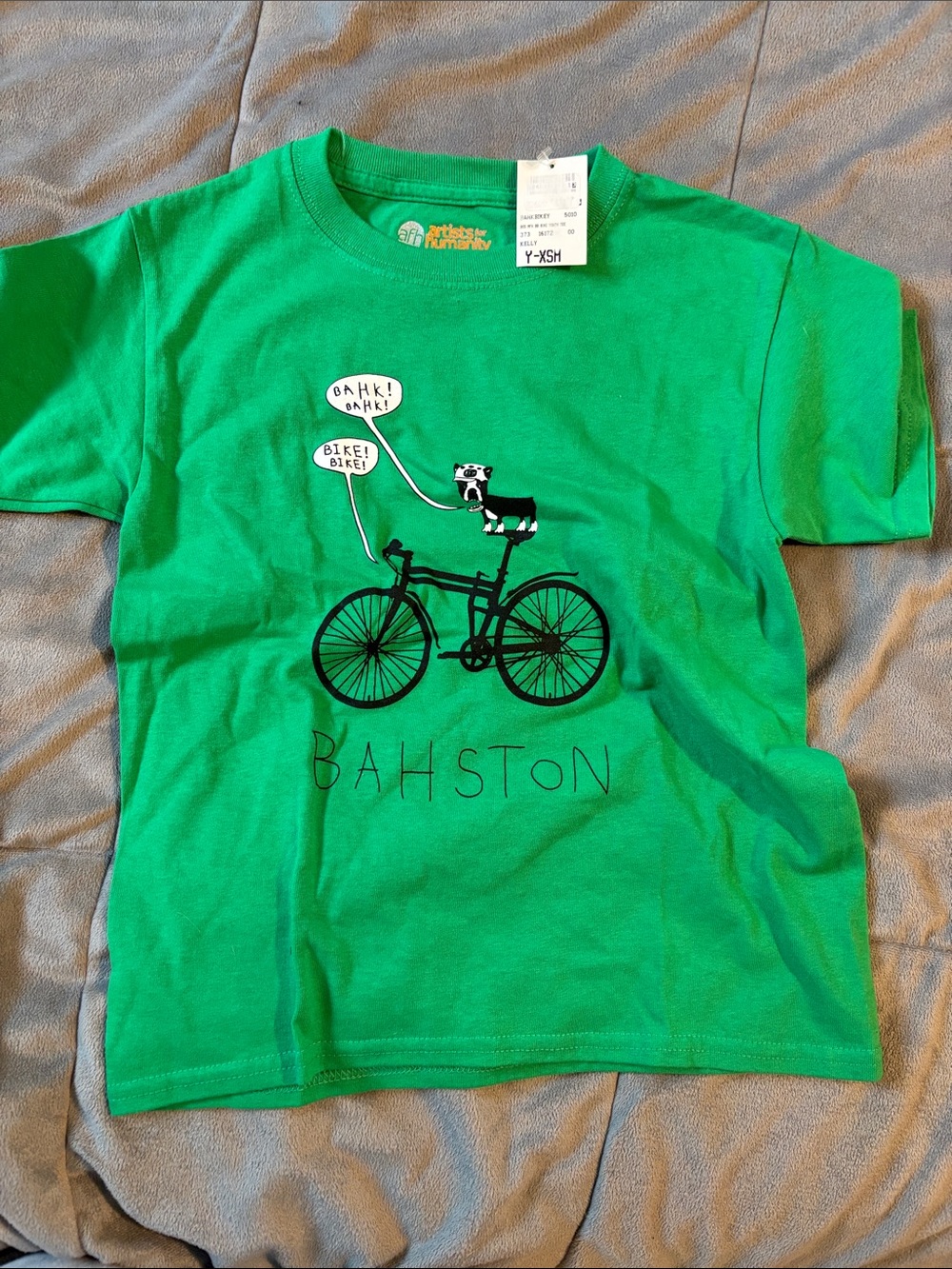 Kids Green Bike & Dog Graphic Tee - Bahston